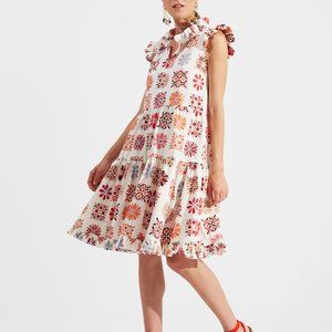 NWOT La DoubleJ Edition 23 Short & Sassy Dress Vetrata Bianco Cotton Size L